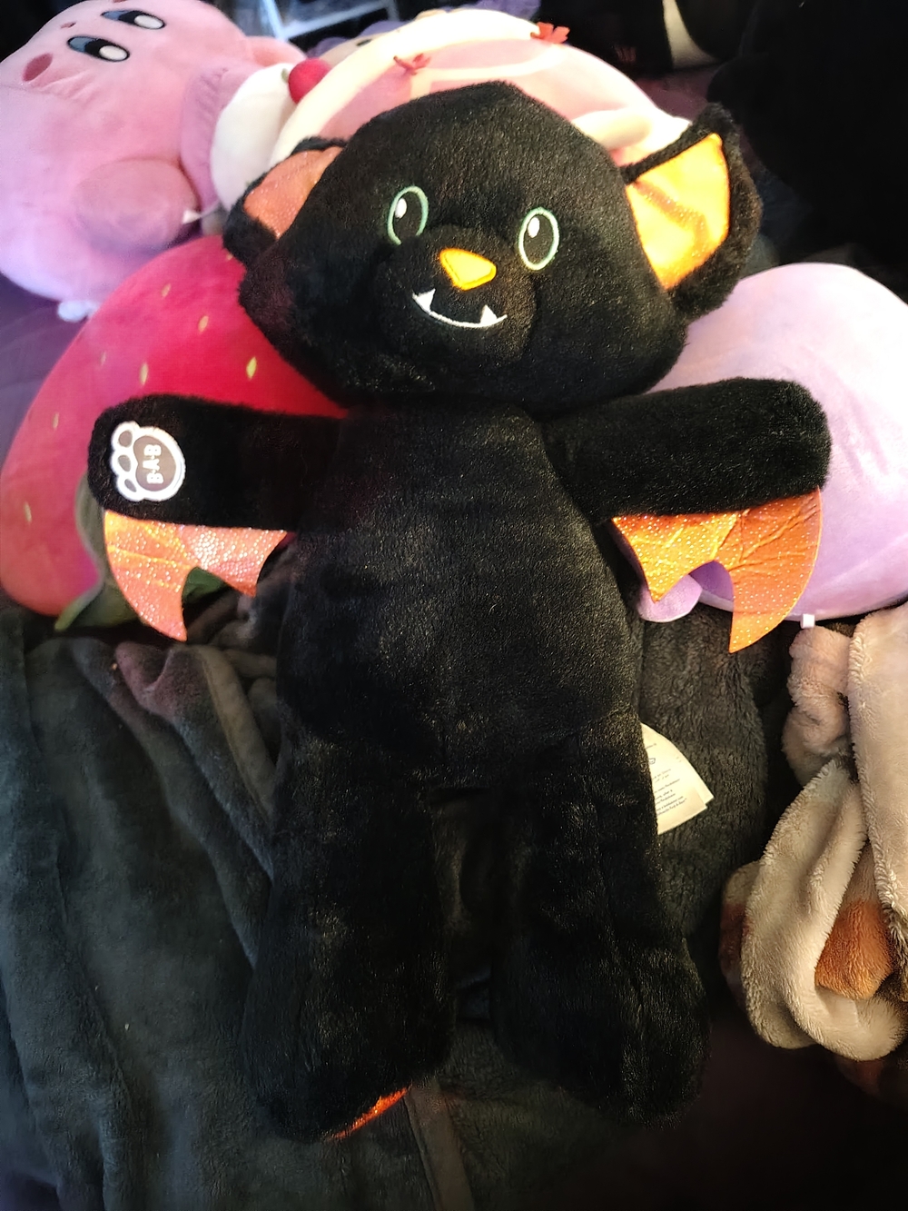 Build A Bear Black Bat with Orange Wings